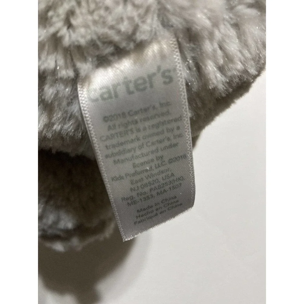 CARTER'S Soft Gray Elephant PLUSH RIBBED EARS Stuffed‎ Animal